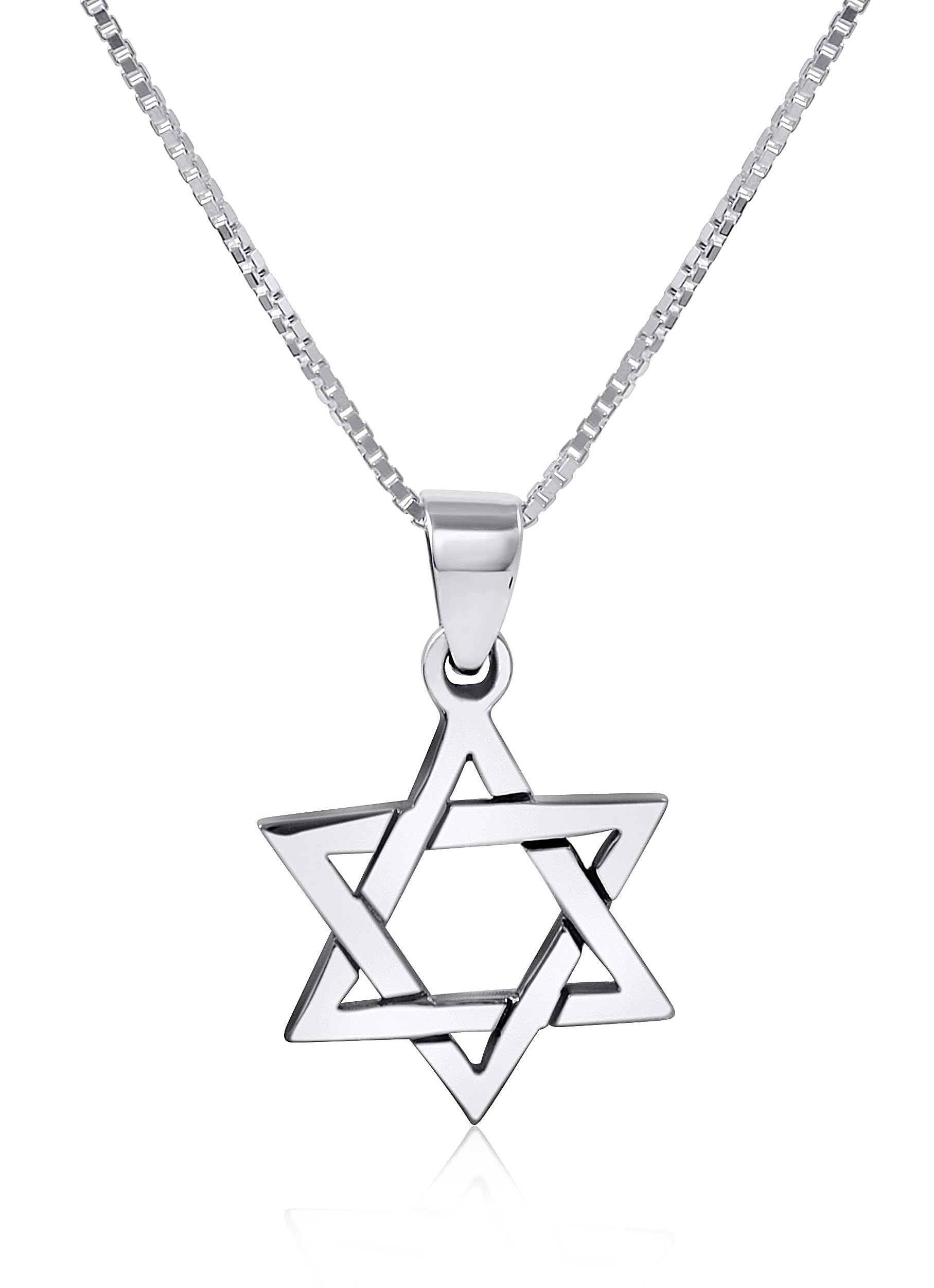 925 Sterling Silver Star of David Necklace Pendant - Jewish Religious Jewelry for Men & Women - Perfect for Hanukkah, Bar Mitzvah & Everyday Wear
