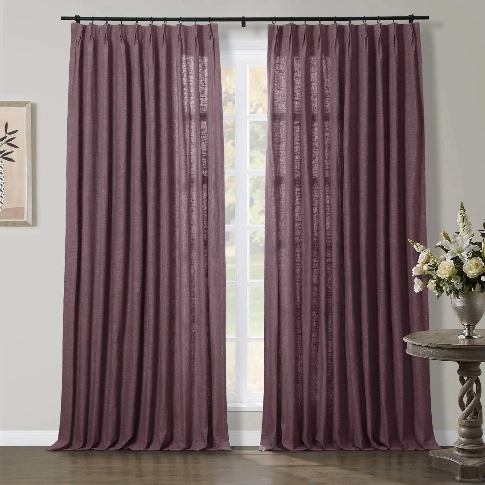 Luxury Linen Cotton Pleated Curtains - Blackout Drapes for Living Room & Bedroom - Elegant Home Decor Window Treatments