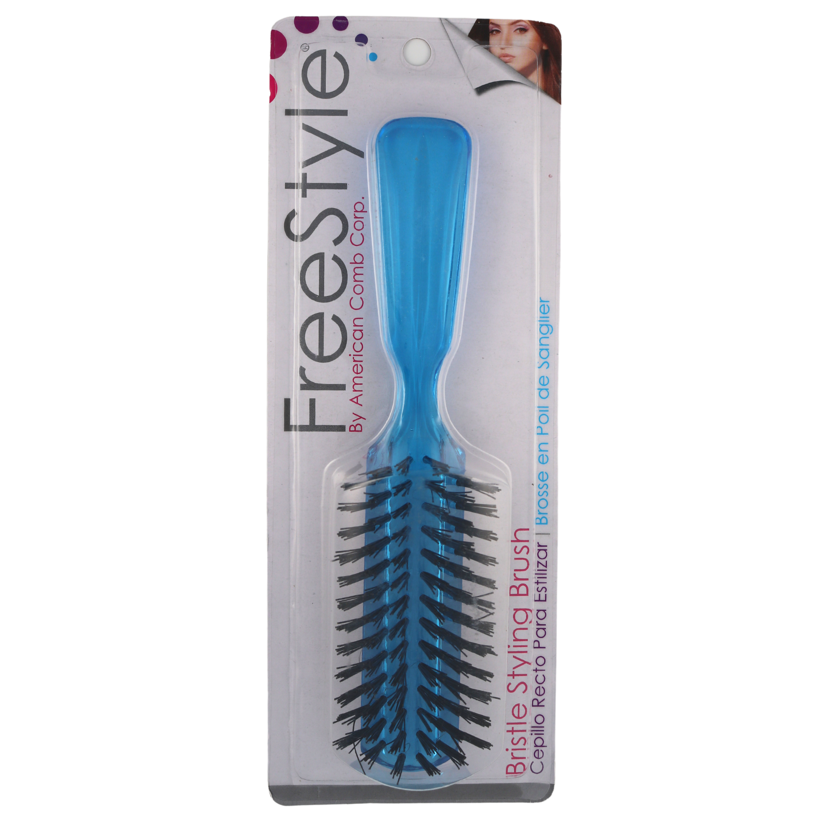 FreeStyle 6-Row Detangling Hair Brush with Soft Nylon Bristles - Blue | Perfect for Wet & Dry Hair, Styling, and Gentle Detangling