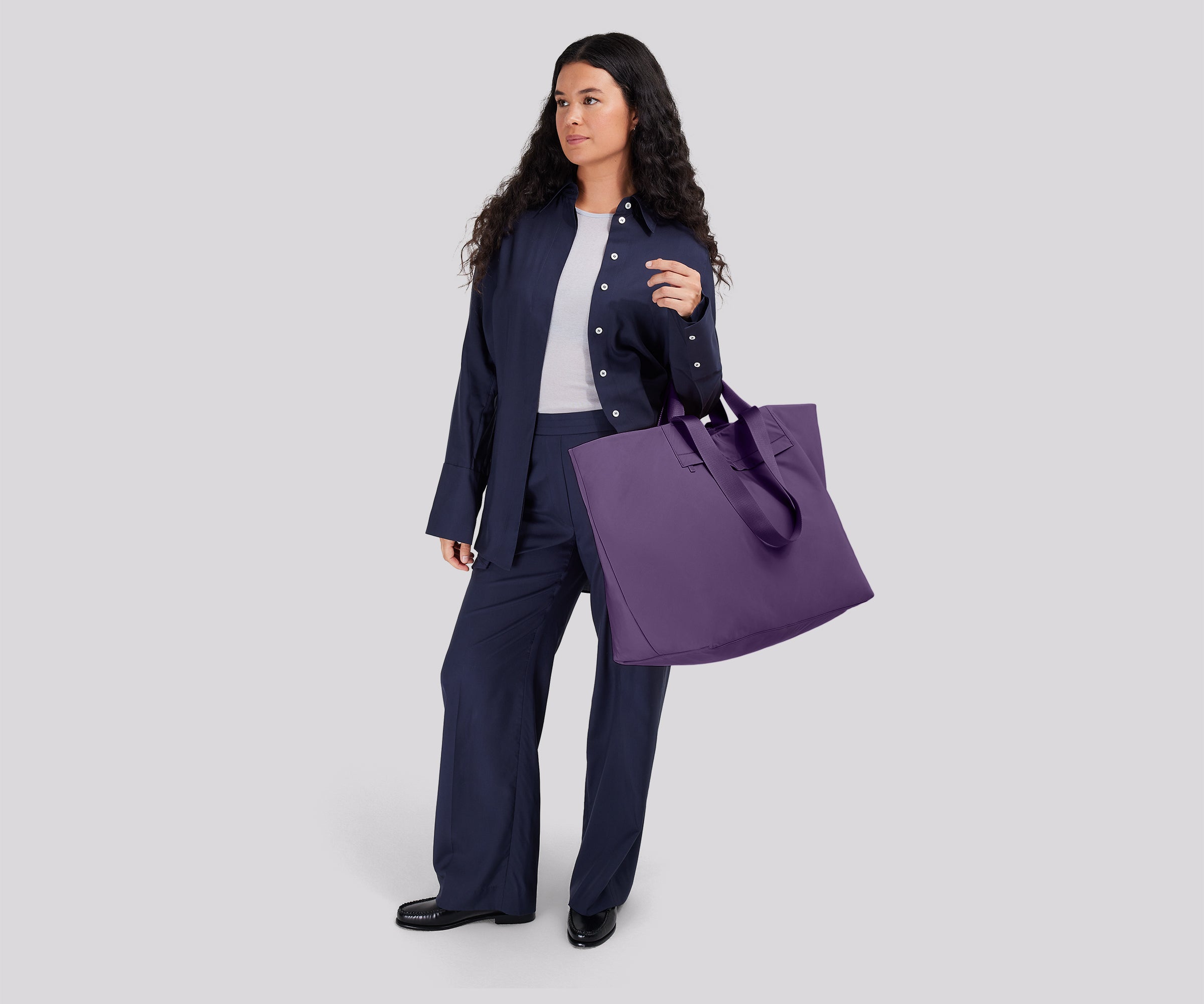 Lightweight Large Featherlight Tote Bag in Misty Purple - Perfect for Work, Travel & Beach Day Essentials