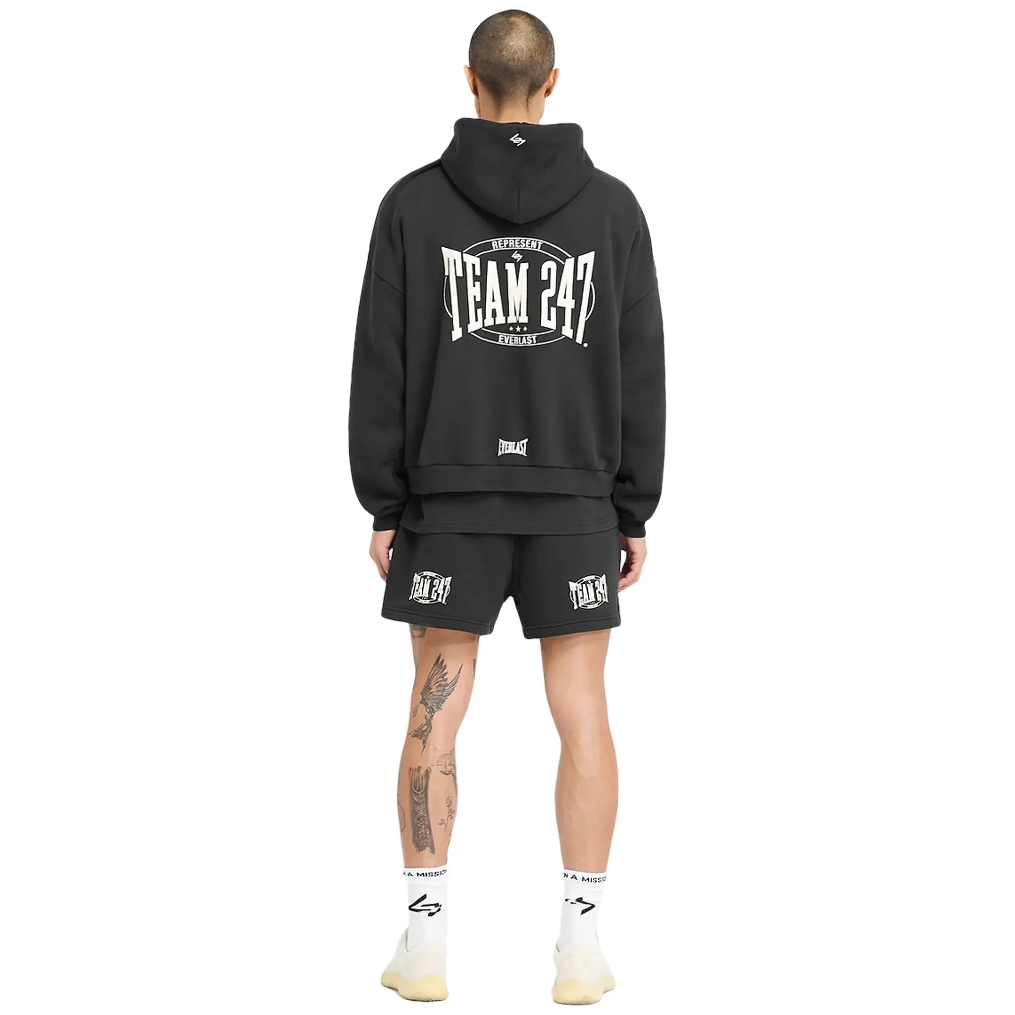 Represent 247 X Everlast Training Camp Boxy Off Black Hoodie - Men's Streetwear Pullover for Gym, Boxing & Urban Fashion