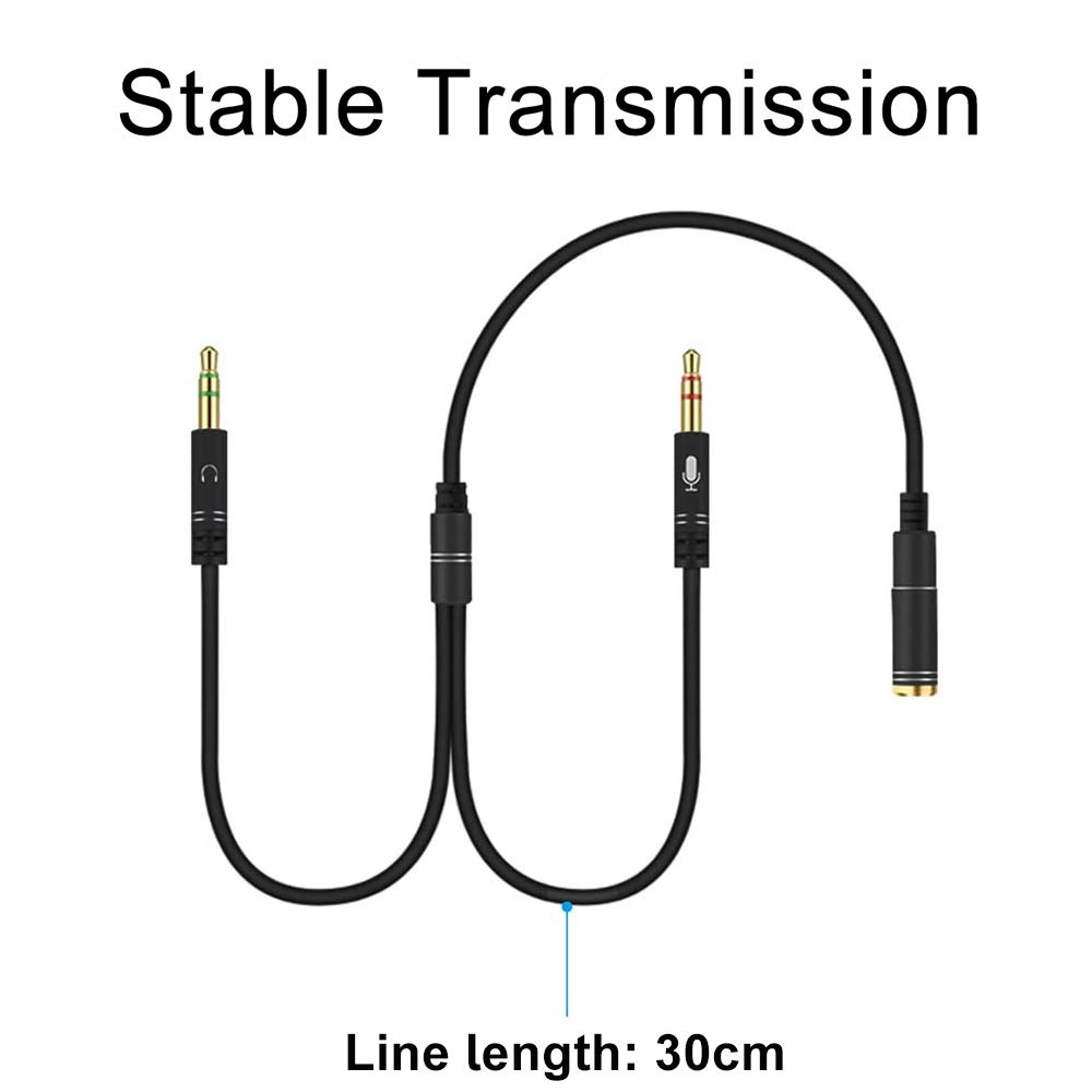 EasyULT 3.5mm Female to Dual Male Audio Splitter Cable - 3.5mm Stereo Y Adapter for Headphones & Speakers - Silver | Perfect for Sharing Music, Gaming Headsets & Car Audio Systems
