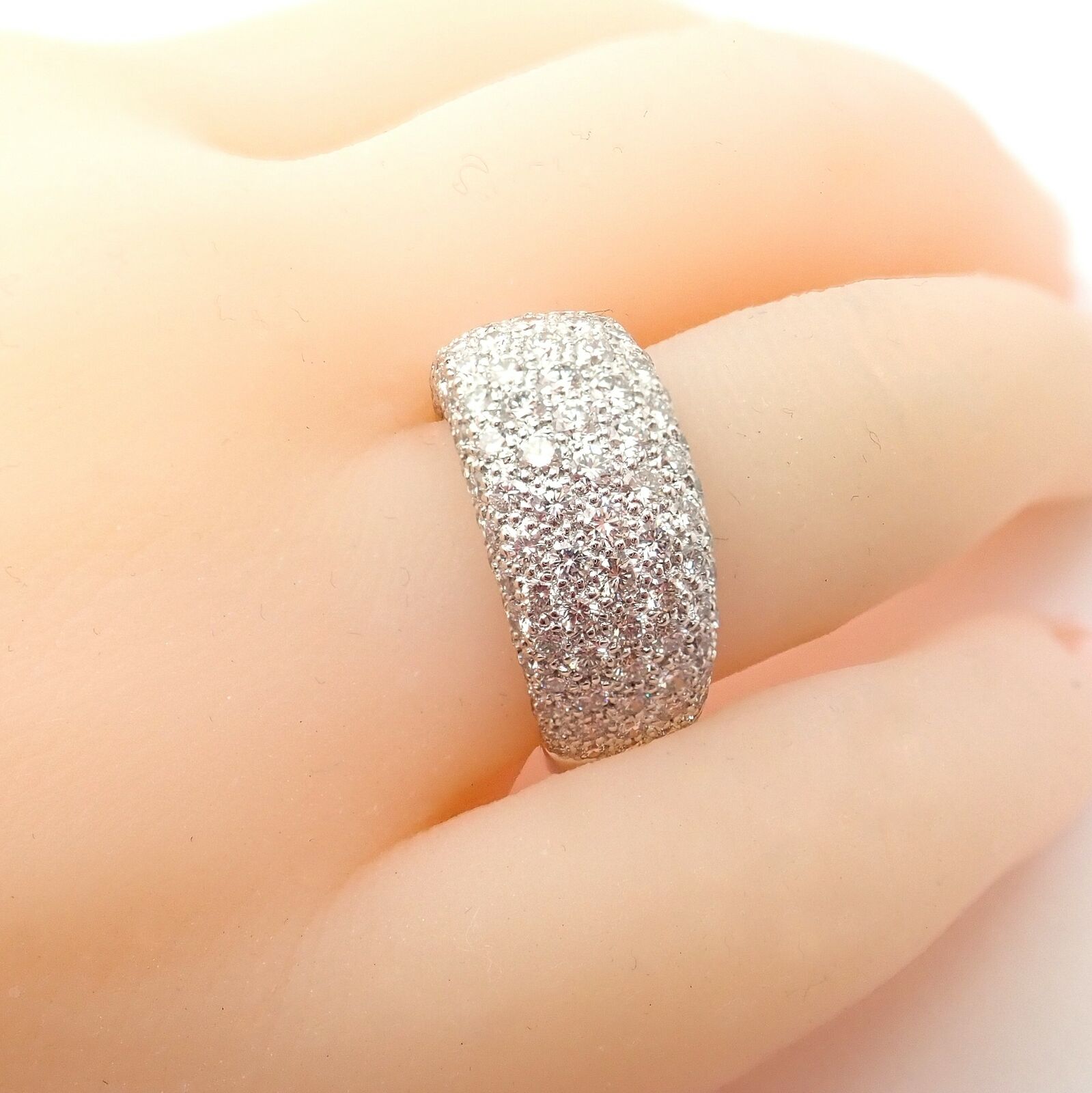 Authentic Cartier 18K White Gold Diamond Wedding Band Ring for Women, Size 53 (US 6.25) - Perfect for Engagement, Anniversary Gifts & Special Occasions