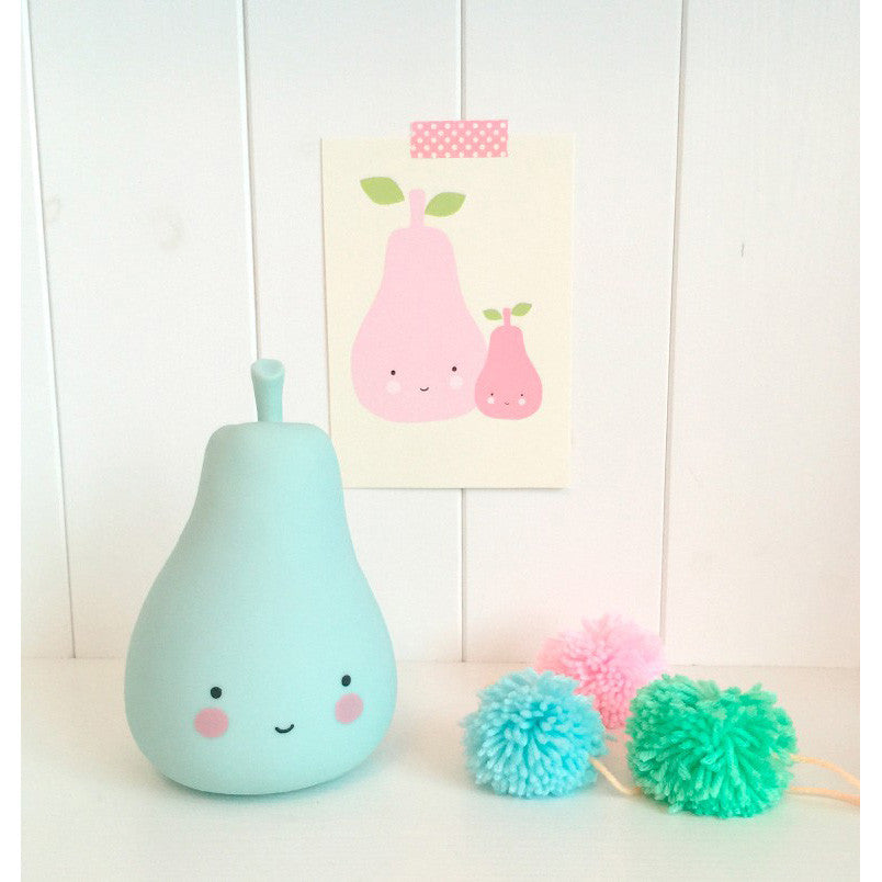 Mini Pear Light Mint by A Little Lovely Company - Cute Night Light for Kids Room, Nursery Decor & Bedtime Comfort