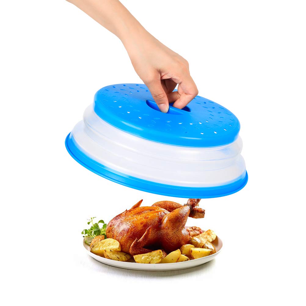 Collapsible Microwave Cover - BPA-Free Non-Toxic Food Splatter Guard with Easy Grip Handle for Fruits, Vegetables & Cooking | Perfect for Meal Prep, Reheating & Microwave Safety