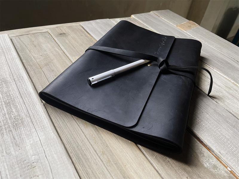 Personalized Black Leather Wrap Journal - Custom Name & Date - Perfect for Travel, Writing & Gift Giving