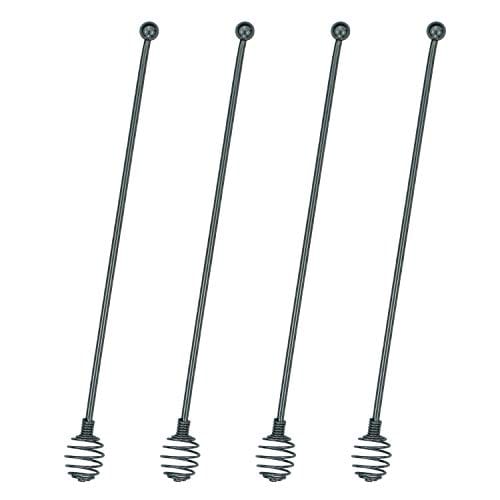 BURLIHOME Stainless Steel Coffee Stir Sticks - 4 Pack Hollow & Solid Swizzle Spoons for Cocktails, Tea, and Hot Drinks - Perfect for Home Bar, Party, and Office Use