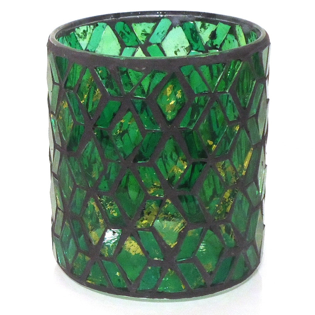 Handmade Mosaic Glass Votive Candle Holder - Set of 2 for Home Decor, Wedding Centerpieces & Romantic Ambiance