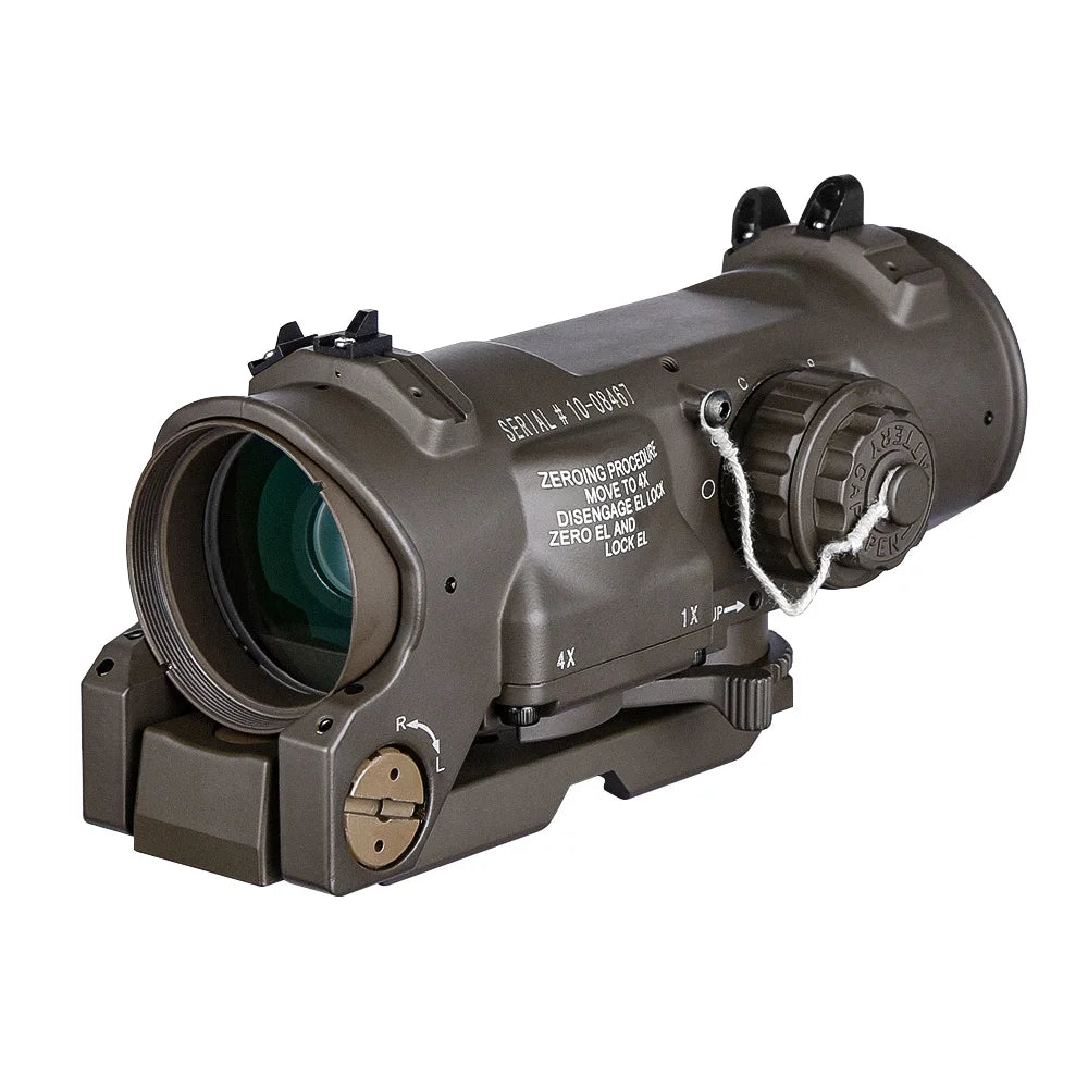 Tactical Rifle Scope 1-4x24 Red Illuminated Dual Purpose Scope with Red Dot Sight - Perfect for Hunting, Shooting & Tactical Use - Includes Rubber Covers for Protection