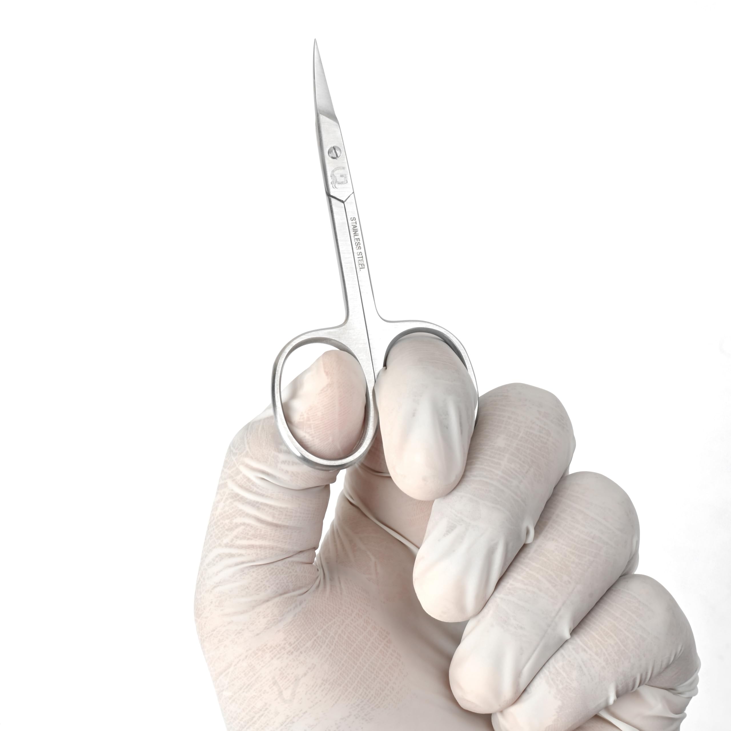 Professional Stainless Steel Cuticle Scissors - Curved Grooming Scissors for Eyebrow, Mustache, Nose Hair, Eyelash & Dry Skin Care - Manicure & Pedicure Essential for Home & Salon Use