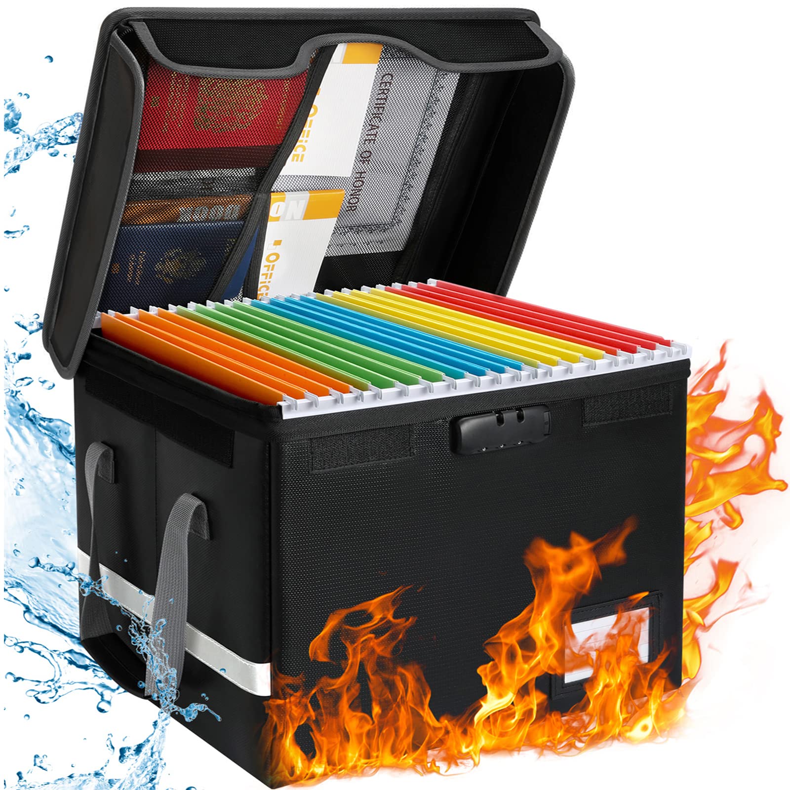Fireproof Document Box with Lock - Portable Fireproof File Organizer & Safe Storage for Important Documents, Letters, Comics | Home & Office Security Solution