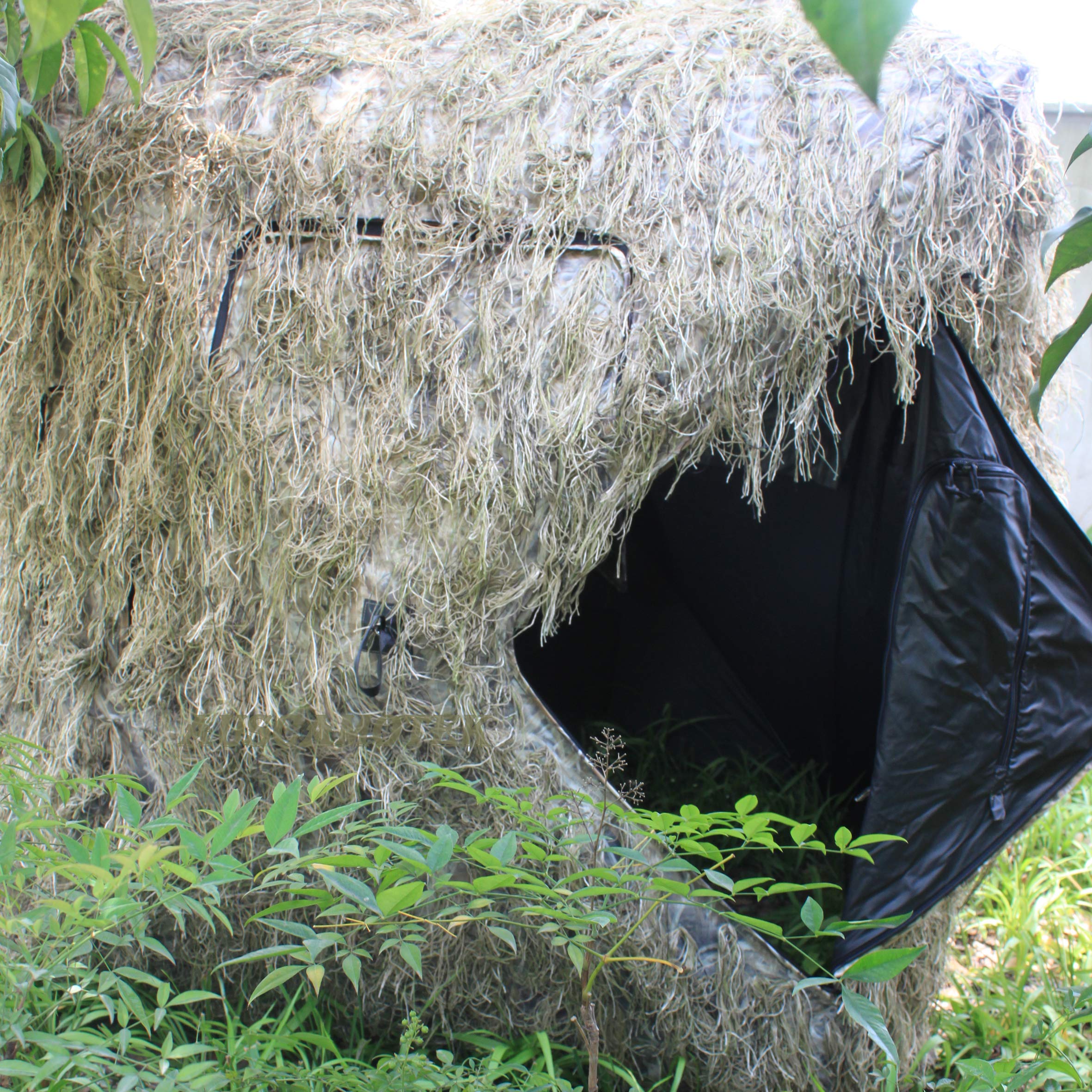 AUSCAMOTEK 3-Person Ghillie Scouter Hunting Blind with Ghilly Cover - Perfect for Deer Hunting, Turkey Hunting, and Wildlife Observation in Woodlands and Fields