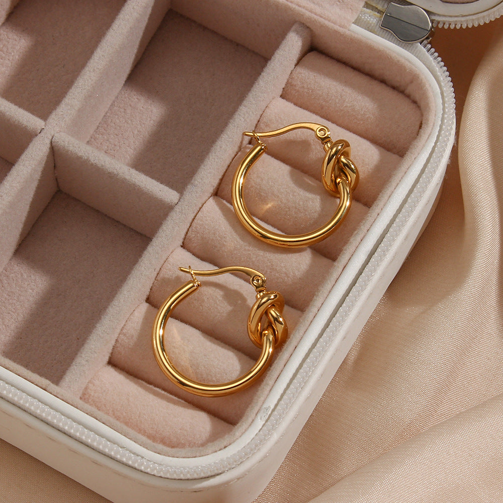 Elegant Gold Knot Hoop Earrings for Women - Minimalist Everyday Jewelry Gift | Perfect for Daily Wear, Office, and Special Occasions