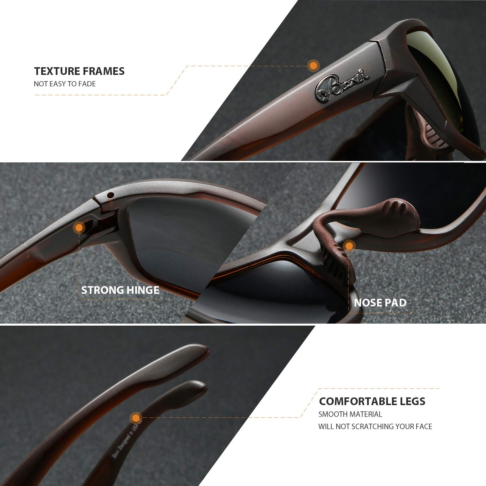 Bevi Polarized Sports Sunglasses for Women & Men - UV Protection Driving, Cycling & Running Shades - Perfect for Outdoor Activities & Travel Adventures