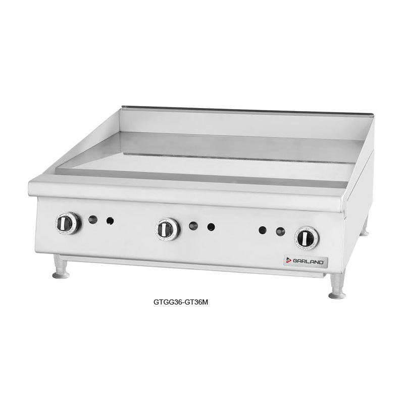 Garland GTGG48 GT48M 48 Inch Commercial Natural Gas Griddle with Chrome Finish & Thermostatic Control - 112,000 BTU - Perfect for Restaurants, Diners, and Catering Businesses