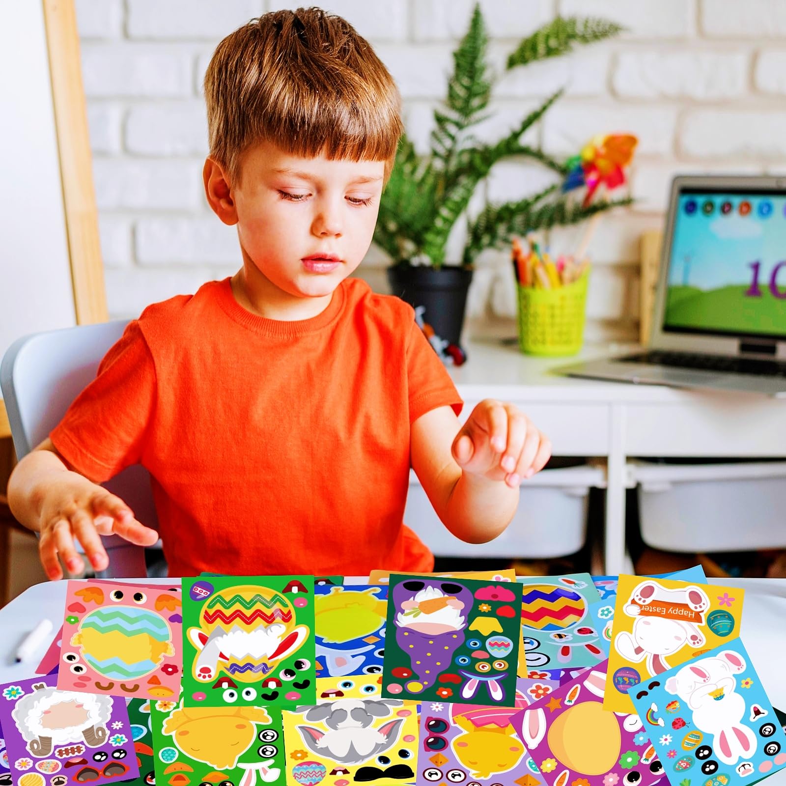36 Sheets Easter Stickers for Kids - DIY Face & Easter Egg Stickers - Fun Easter Basket Stuffers for Toddlers - Perfect for Easter Crafts, Party Favors & Classroom Activities