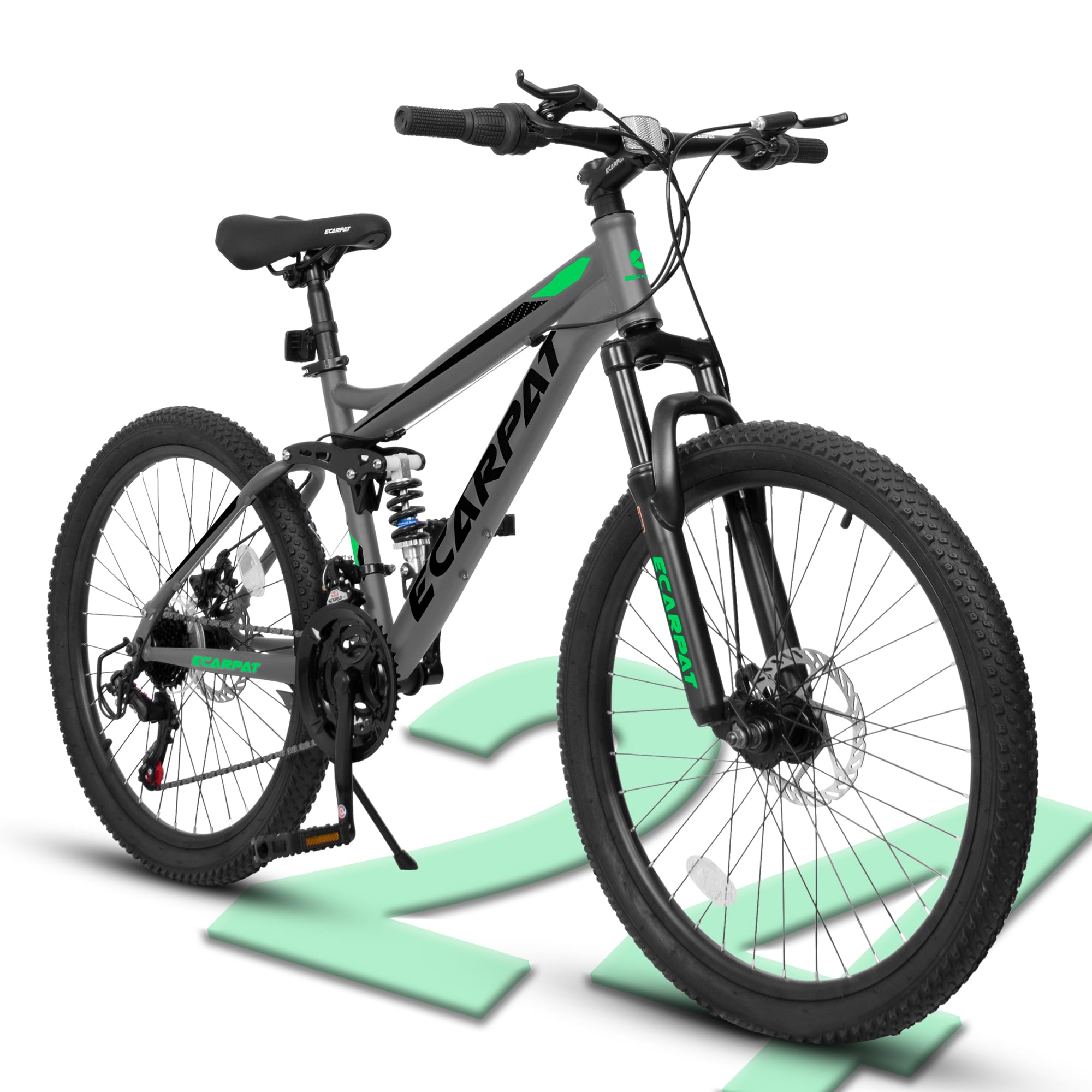 **24/26/27.5 Inch Dual Full Suspension Mountain Bike - 21-Speed Aluminum/Steel Frame for Men & Women - Perfect for Commuting, School, Work & Off-Road Adventures**