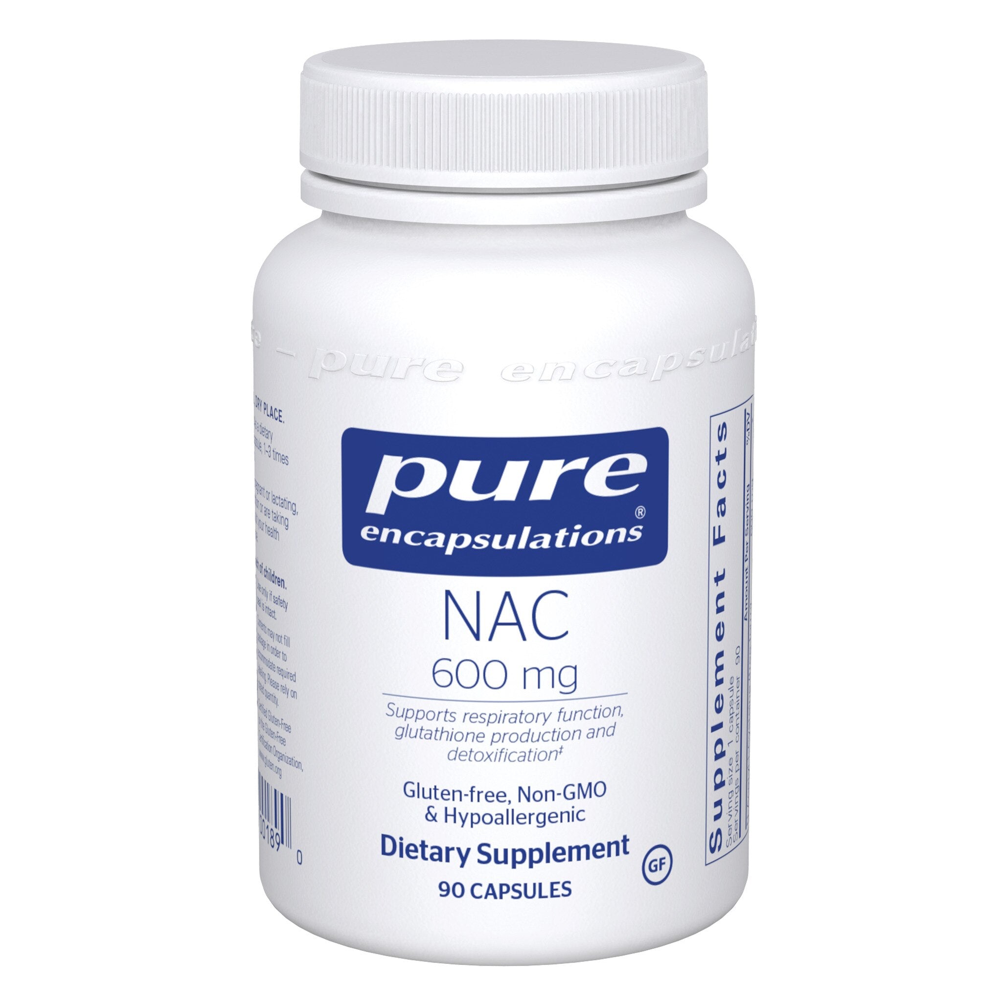 Pure Encapsulations NAC (N-Acetyl Cysteine) 600mg Supplement - Supports Liver Detox & Respiratory Health | Antioxidant for Immune Support & Cellular Protection | Ideal for Daily Wellness & Detox Regimen