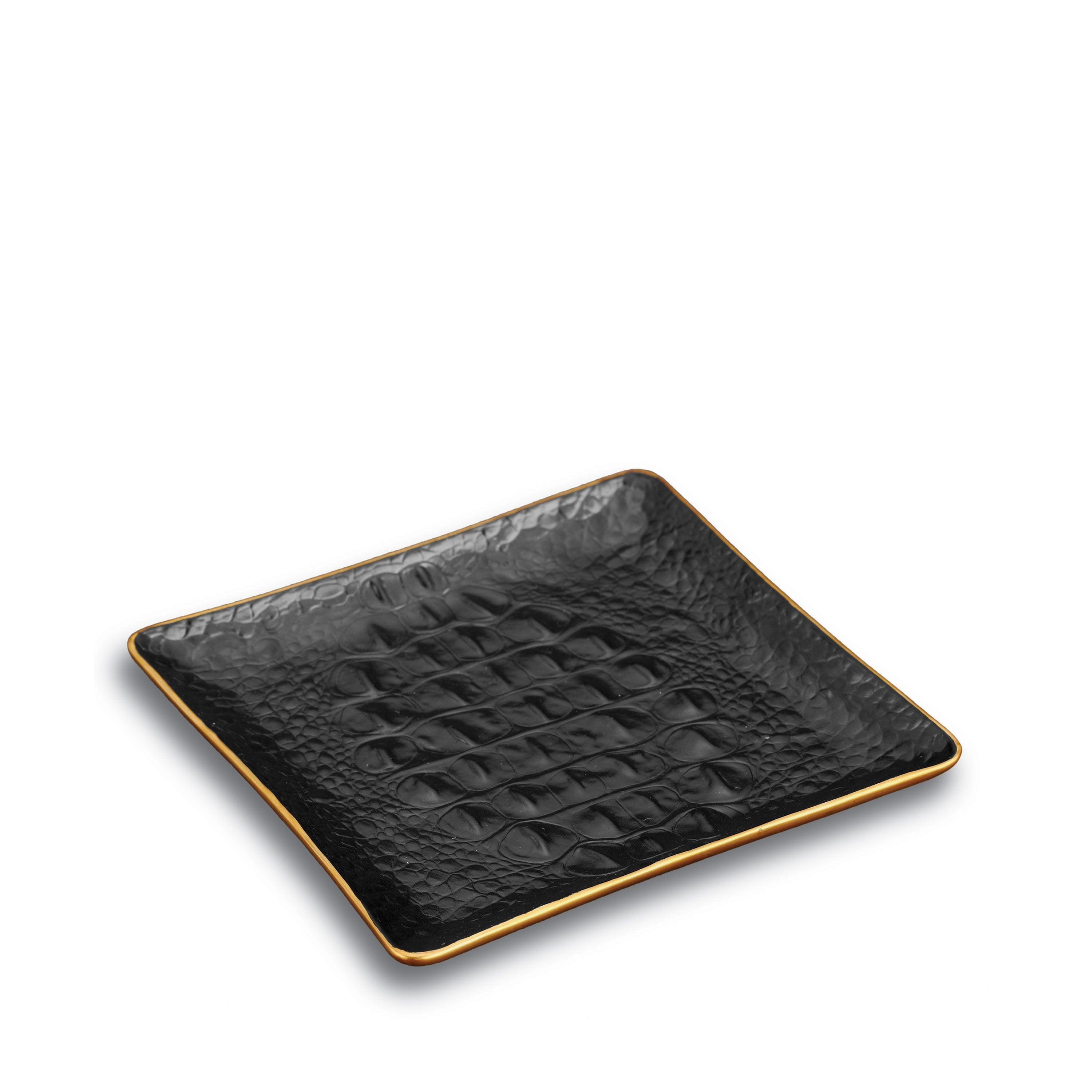 Premium Crocodile Pattern Square Serving Tray - Elegant Home Decor for Dining, Coffee Table, or Bathroom Organization