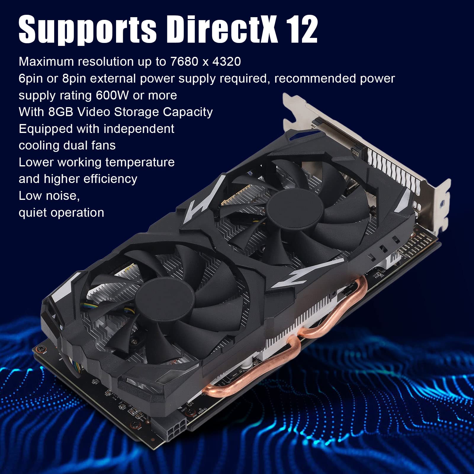 AMD Radeon RX 580 8GB GDDR5 256-Bit Gaming Graphics Card with Dual Cooling Fans - 1284/7000MHz, PCI Express 3.0, HDMI/DVI/DP Ports - Perfect for PC Gaming, VR, Video Editing & Cryptocurrency Mining