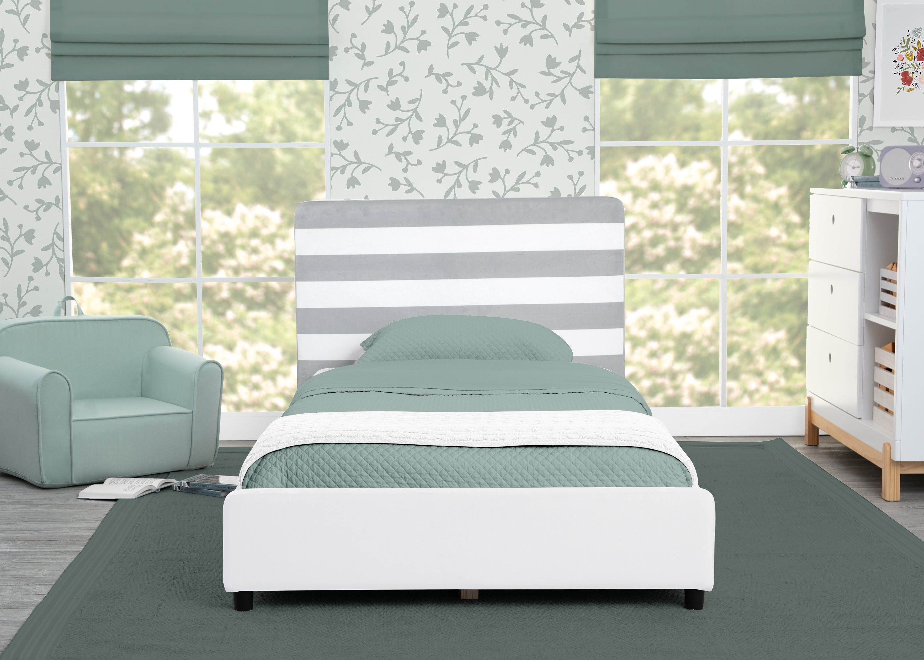 Upholstered Twin Bed with Headboard - Soft Fabric Bed Frame for Kids & Teens - Perfect for Bedrooms, Dorms & Guest Rooms