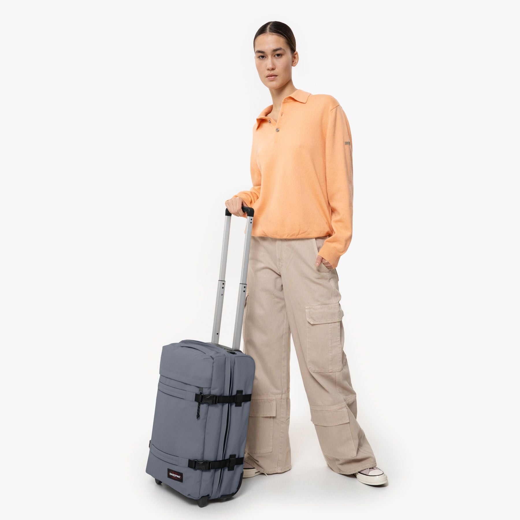 Eastpak Transit'R S Backpack - Stylish Cobble Grey Laptop Bag for School, Work & Travel | Durable & Comfortable Daypack for Students & Professionals