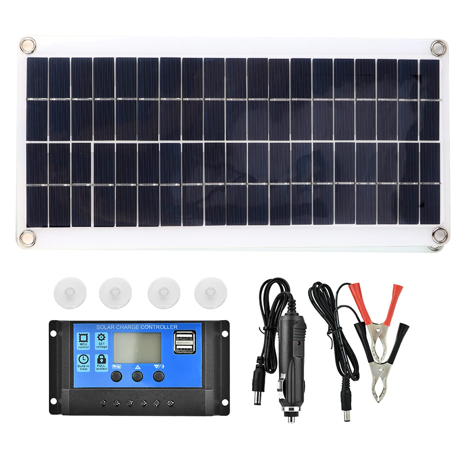 EXCLUZO 8W Flexible Solar Panel with Controller for Cars, Industrial Warehouses, Office Buildings & Outdoor Use - Portable Solar Charger for Camping, RV, Boats & Emergency Power Backup