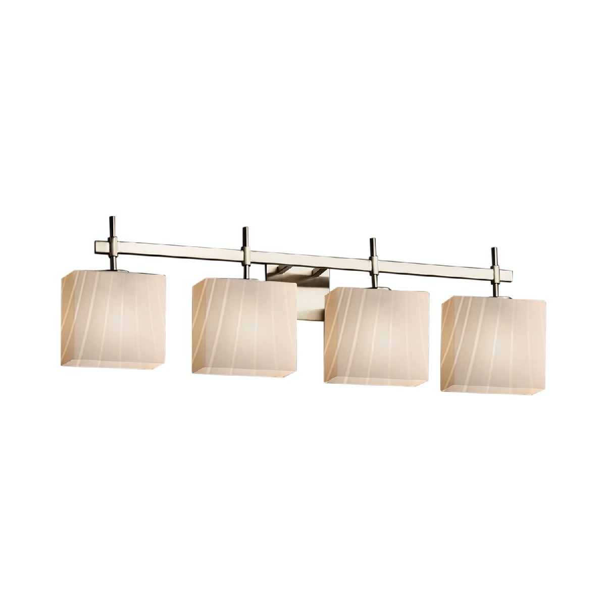 Union 4 Rectangle Shade LED Bathroom Light Bar in Brushed Nickel - 2800 Lumens, Energy Efficient Vanity Lighting for Modern Bathrooms & Powder Rooms (Model: FSN-8414-55-RBON-NCKL-LED4)