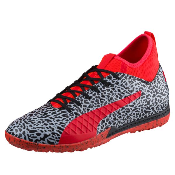 PUMA FUTURE 18.3 TT Turf Soccer Cleats for Men - White/Black/Red Blast - Artificial Grass Football Shoes for Training & Matches