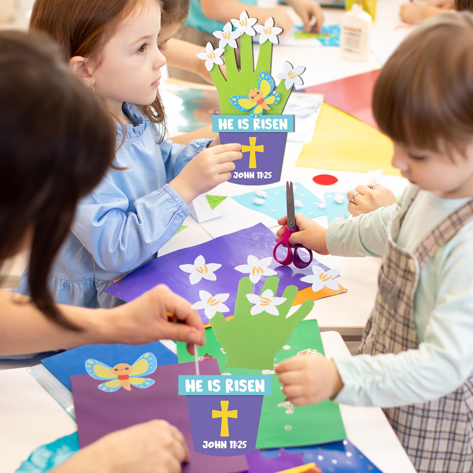 Honoson 20-Piece He is Risen Easter Craft Kit - Christian Foam Handprint Crafts for Kids Sunday School & Home Activities