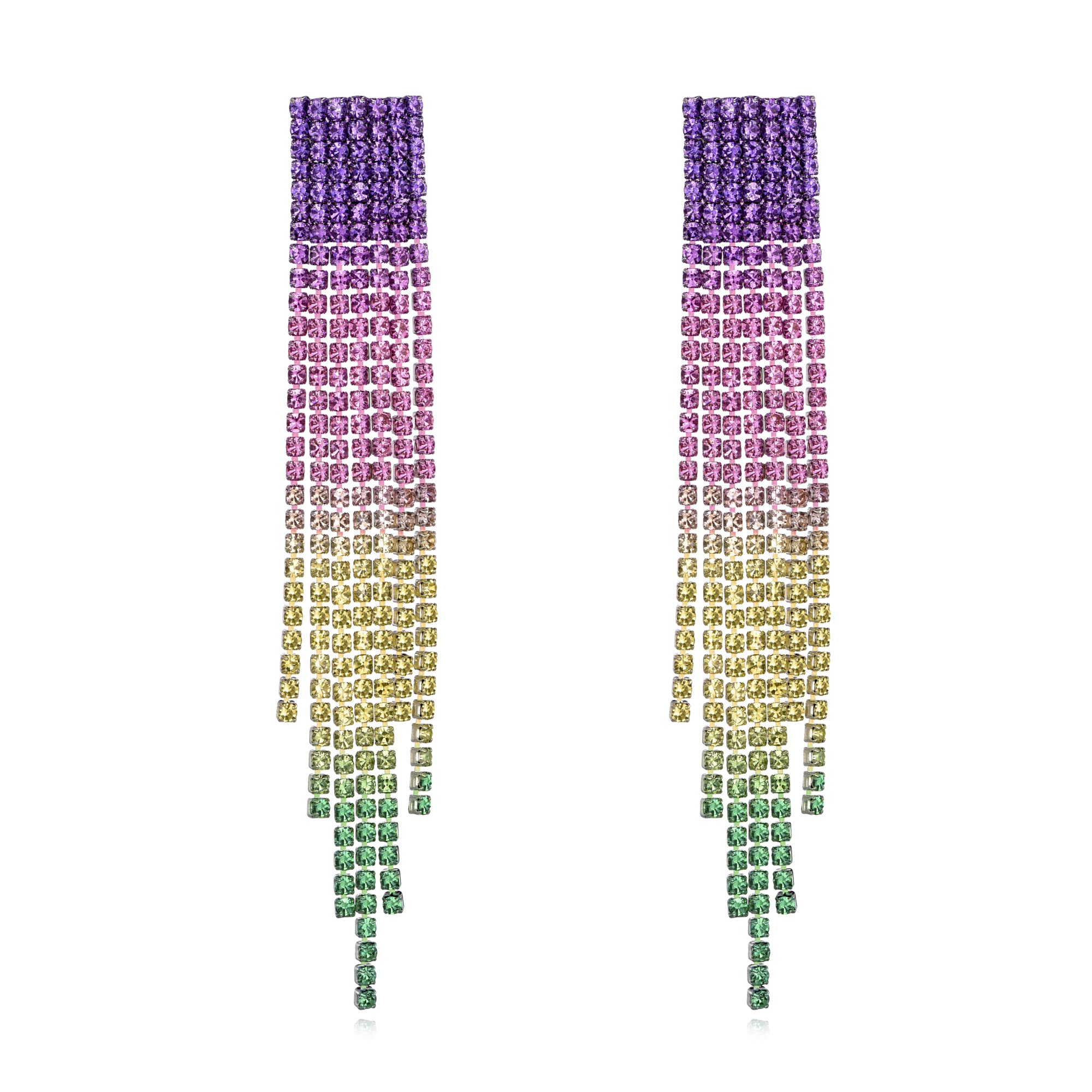 Rainbow Tassel Chandelier Earrings for Women - Multi-Color Rhinestone Dangle Drop Earrings for Prom, Party & Evening Wear | Elegant Statement Jewelry for Special Occasions