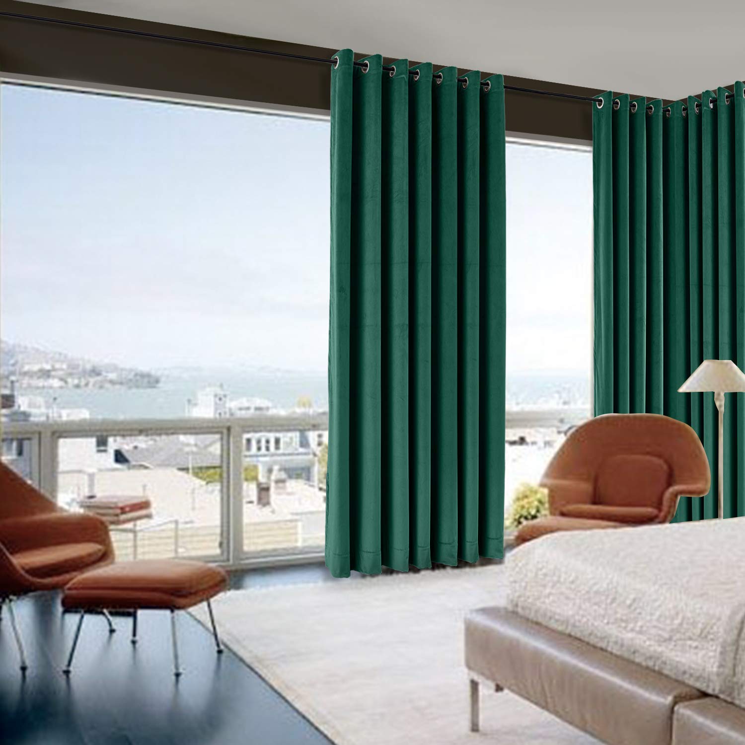 Premium Solid Velvet Thermal Insulated Blackout Curtains - Extra Wide Room Darkening Window Drapes for Bedroom & Living Room - 100 x 96 Inches, 1 Panel - Noise Reducing & Energy Saving Home Decor