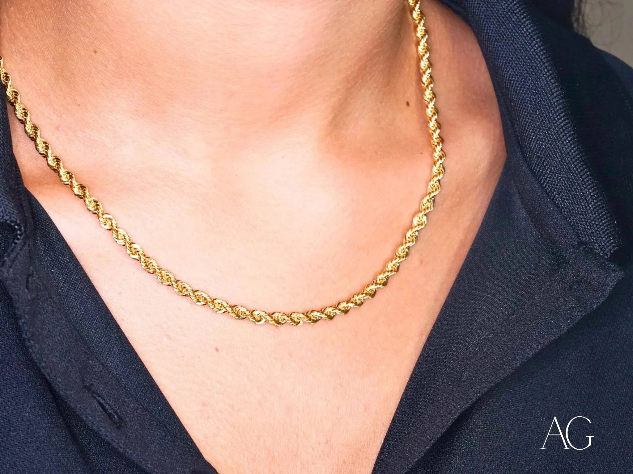 Timeless 18K Gold Rope Chain Necklace for Women - Elegant Layering Piece for Everyday Wear & Special Occasions
