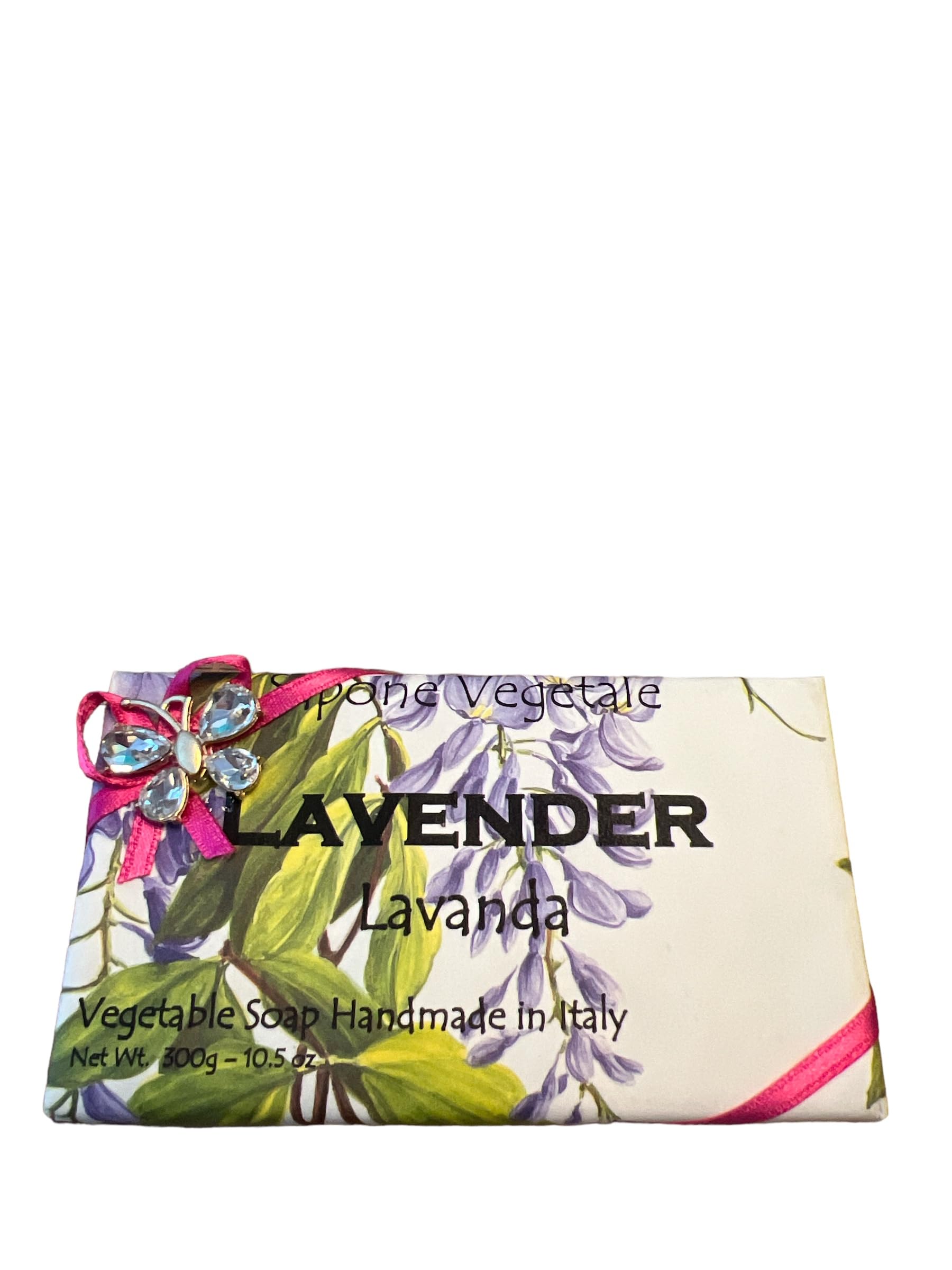 Alchimia Lavender Italian Vegetable Soap with Butterfly Charm - 10.5 Oz | Natural Handmade Soap for Sensitive Skin | Perfect for Bath, Spa & Gift Giving