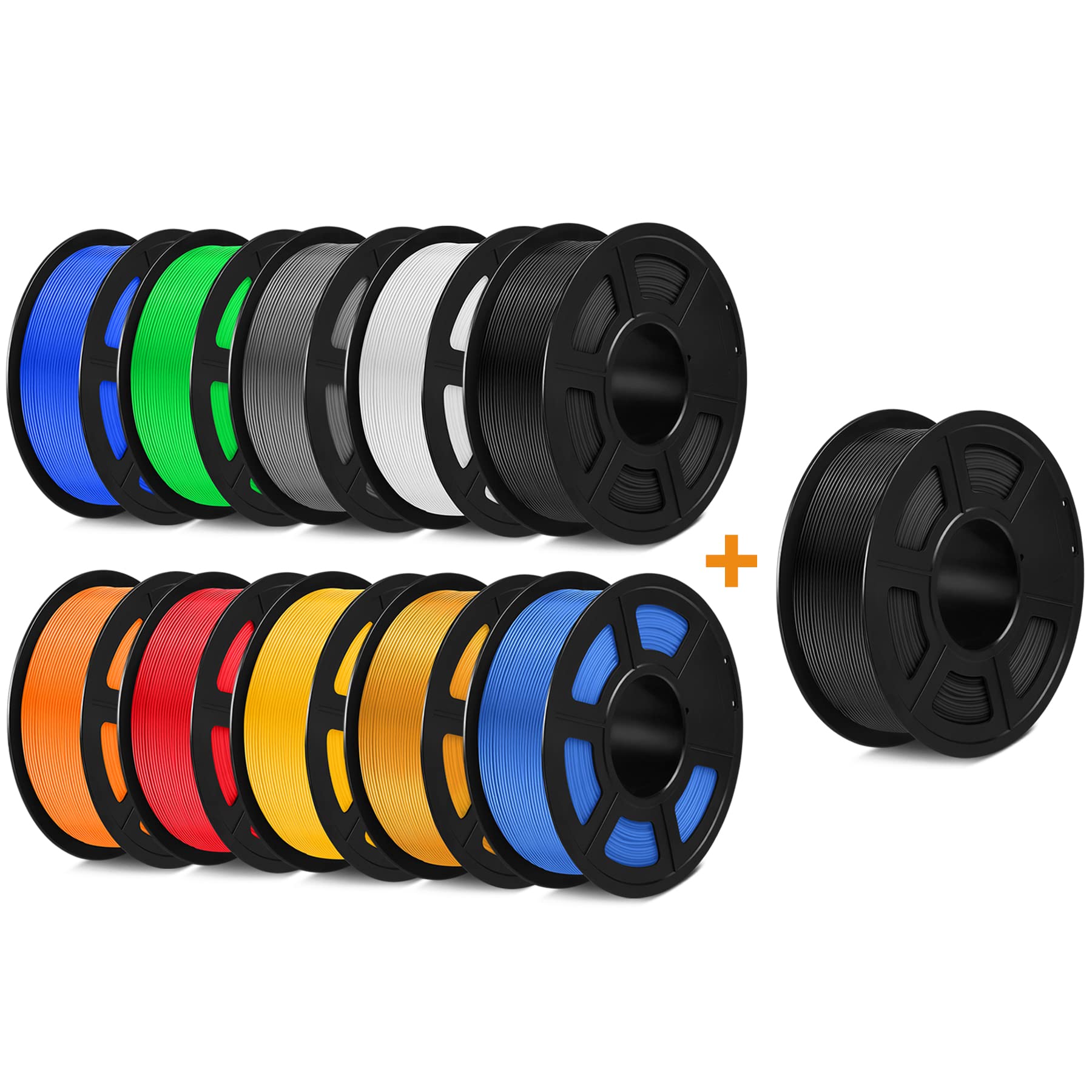 SUNLU PLA+ 3D Printer Filament 1.75mm 10KG Spool - High Precision +/-0.02mm for 3D Printing, DIY Projects, Cosplay & Prototyping - 11x1KG Multi-Color Bundle (10 Vibrant Colors)