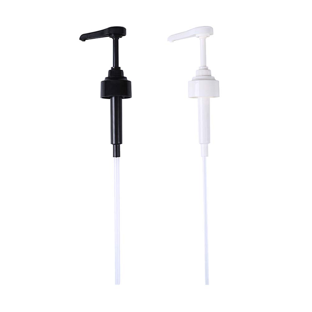 DOITOOL 2-Pack Plastic Oyster Sauce Bottle Nozzle & Oil Sprayer Pump Heads - Kitchen Press Pump for Condiments, Cooking Oil, Dressings (White + Black) - Perfect for Home Kitchens, Restaurants & Food Prep Stations