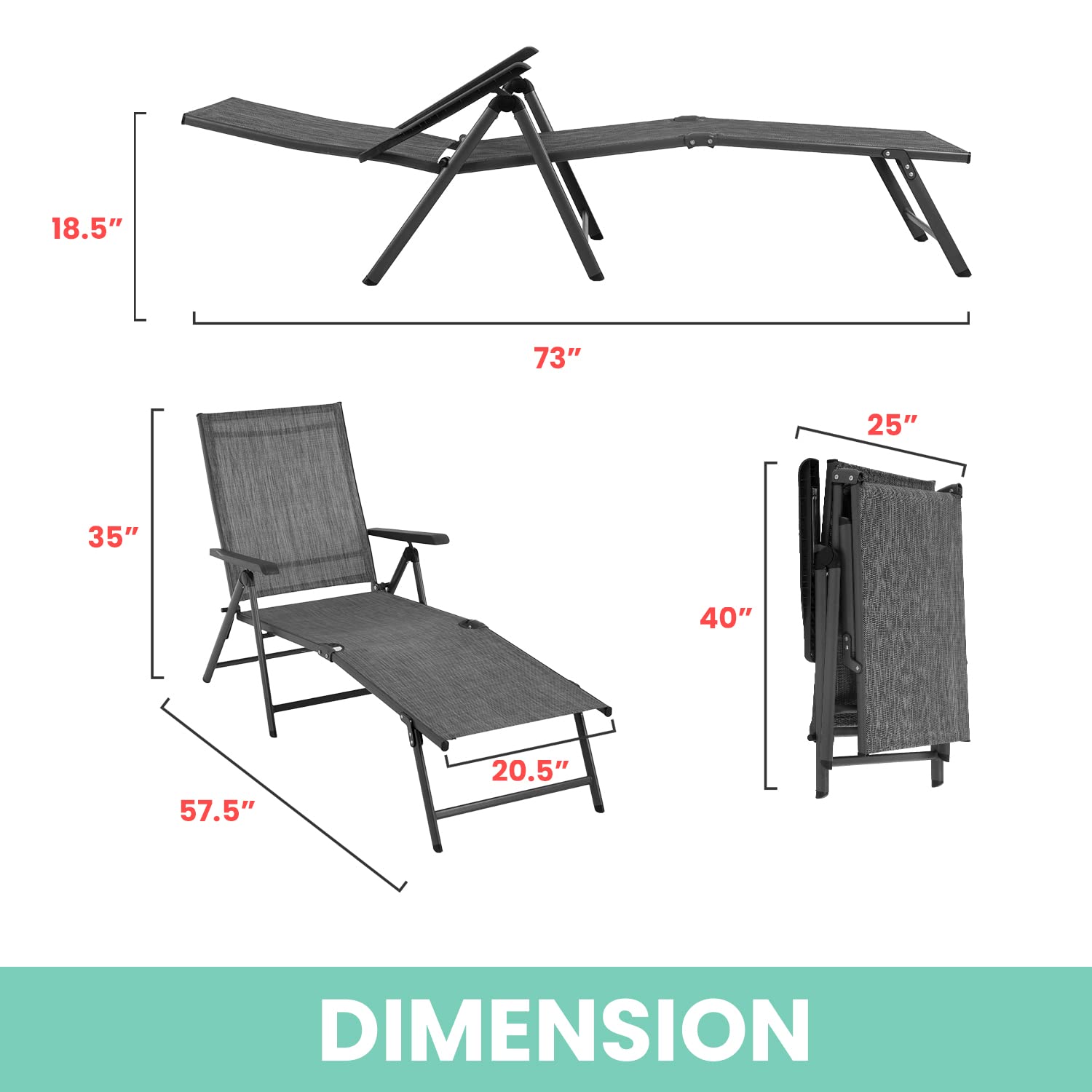 **FDW Adjustable Reclining Patio Lounge Chairs Set of 2 - Outdoor Chaise Lounges for Pool, Beach, Backyard & Garden - Lightweight & Foldable for Easy Storage**    *(Perfect for Sunbathing, Relaxing by the Pool, or Lounging in Your Backyard Oasis!)*