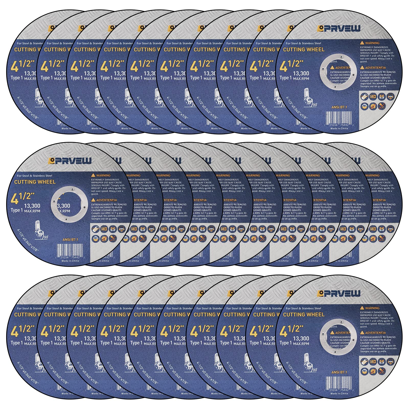 30-Pack 4.5 Inch Cut Off Wheels for Angle Grinder - 4.5