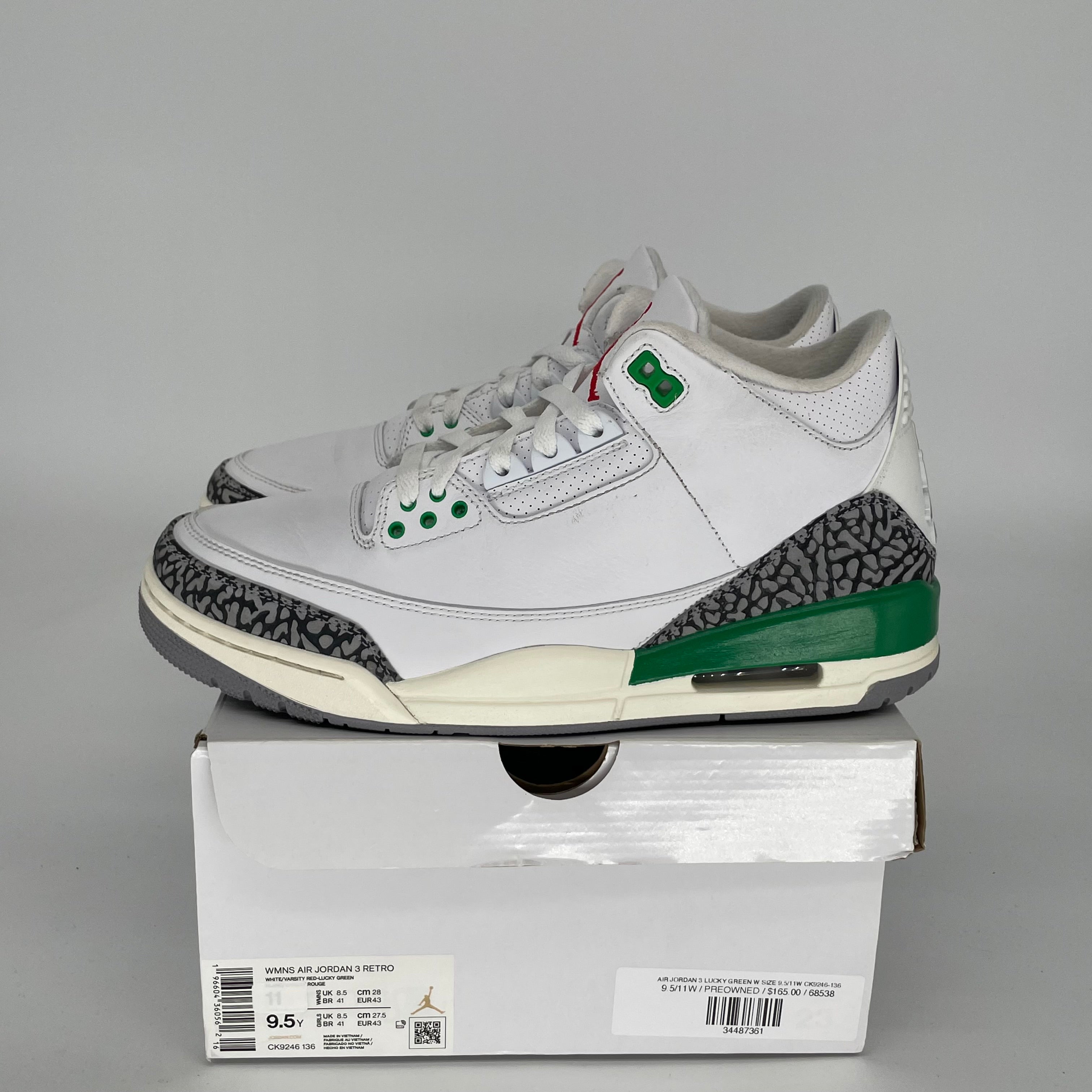 AIR JORDAN 3 LUCKY GREEN Women's Basketball Shoes Size 9.5/11W - Style CK9246-136 | Retro Sneakers for Running, Gym & Streetwear Fashion