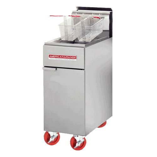 American Range AF 50HE Commercial Deep Fryer - 50 lb Capacity Natural Gas Floor Model - Perfect for Restaurants, Food Trucks & Catering Businesses