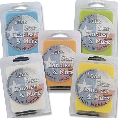 5-Pack Scented Soy Wax Melts for Summer - Hand Poured Beach Scents (Butt Naked, Island Pineapple, Jamaica Me Crazy, Lime In The Coconut, Pina Colada) - Perfect for Home, Office & Relaxation