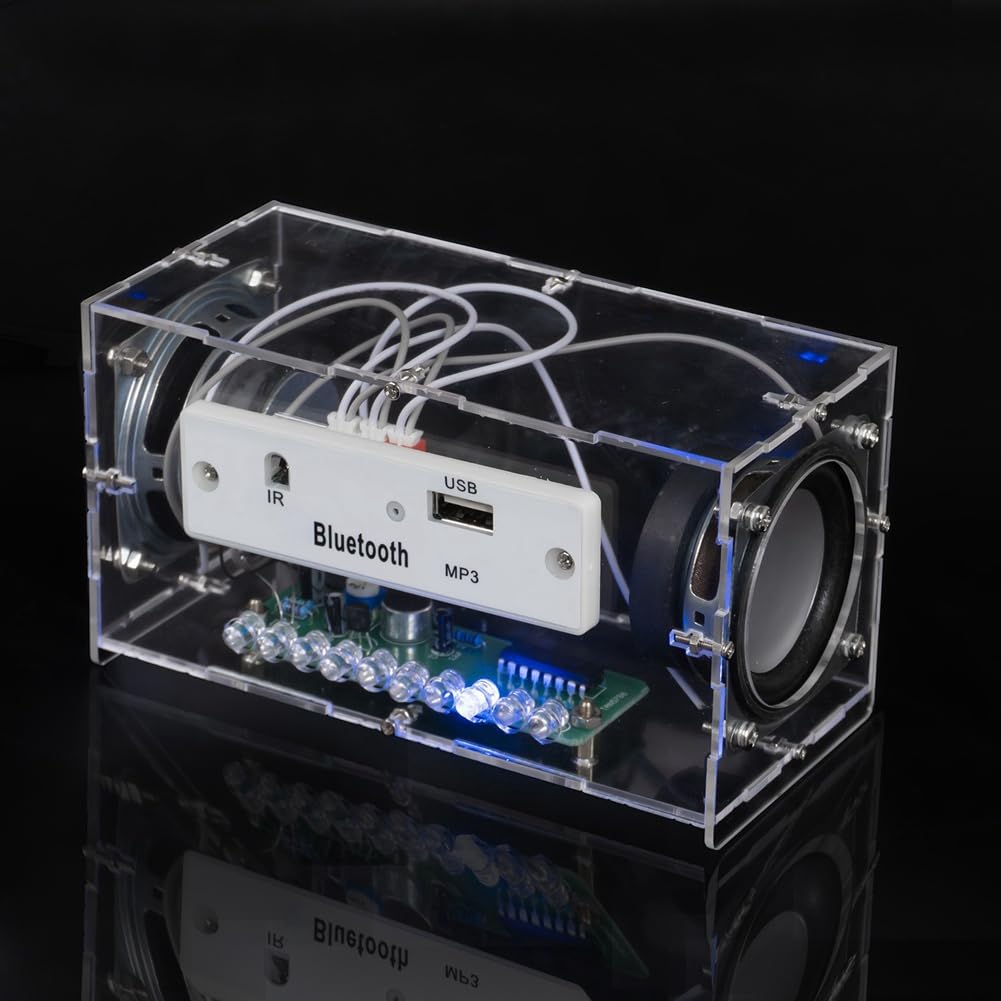 Decqerbe DIY Bluetooth Speaker Kit - Wireless Portable Music Amplifier with MP3 Player & LED Spectrum Display - Perfect for Home, Office, and Outdoor Parties