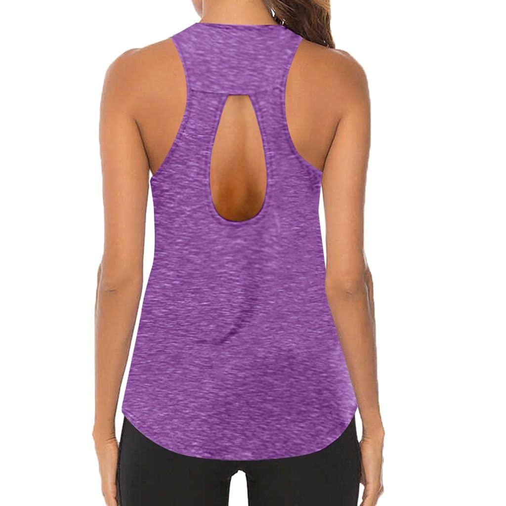 Women's Loose Fit Backless Workout Tank Tops - Breathable Solid Muscle Tees for Yoga, Gym & Running | Athletic Exercise Shirts for Fitness & Casual Wear