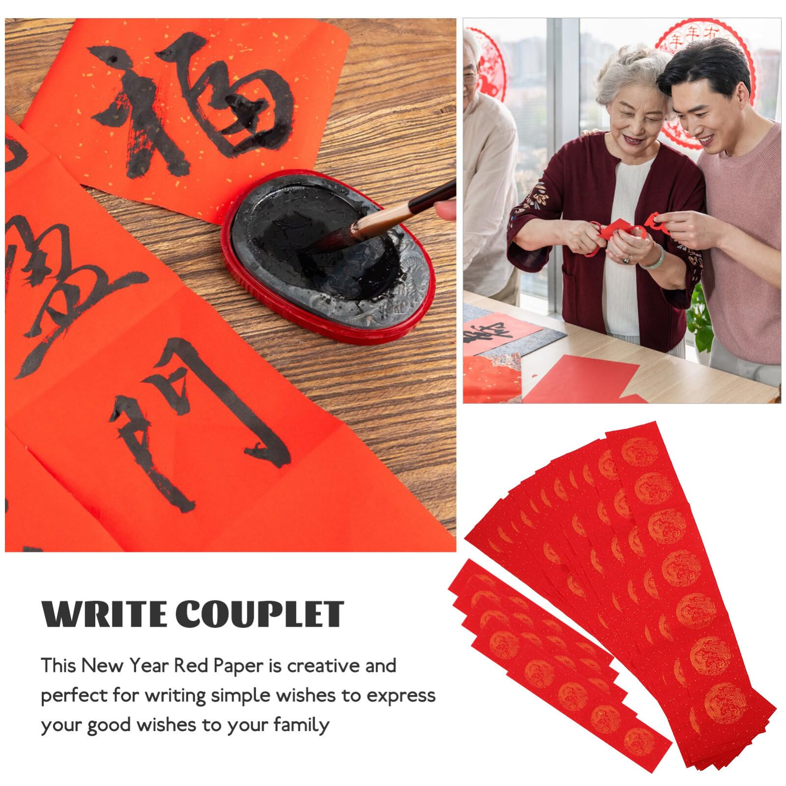 Operitacx 5 Sets Chinese New Year Red Couplet Paper - DIY Blank Calligraphy Rice Paper & Square Red Xuan Paper for Spring Festival Decorations | Perfect for Home Decoration, Gift Wrapping, and Traditional Chinese Calligraphy Practice
