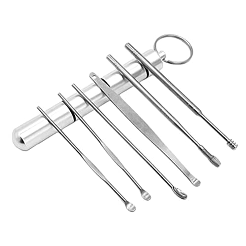 6Pcs Ear Wax Removal Kit - Portable Ear Cleaning Tool Set with Spring Ear Wax Cleaner, Earpick, Curette Spoon & Storage Box - Safe & Gentle Ear Care for Adults & Kids - Perfect for Travel, Home & Daily Hygiene
