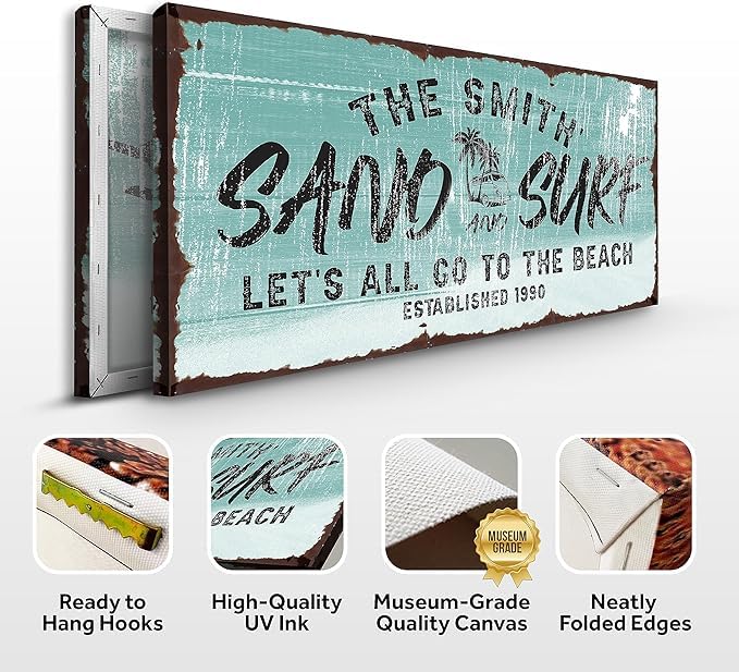 Personalized Coastal Beach Sign Wall Decor - Large 48