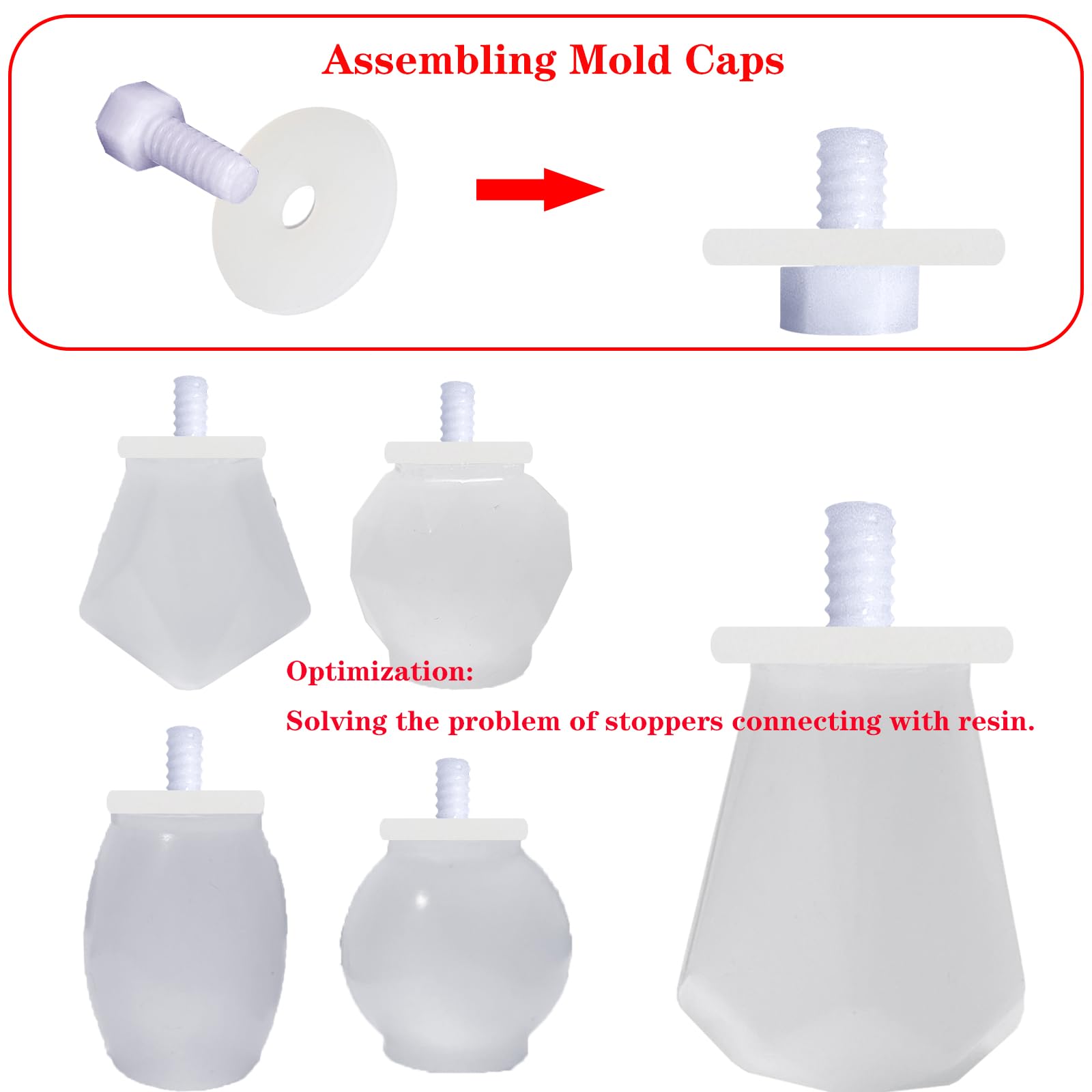 10 Pcs Resin Wine Bottle Stoppers Molds Set - DIY Silicone Molds for Epoxy Resin Crafts - Non-Stick Metal Stoppers for Home Bar & Party Decorations