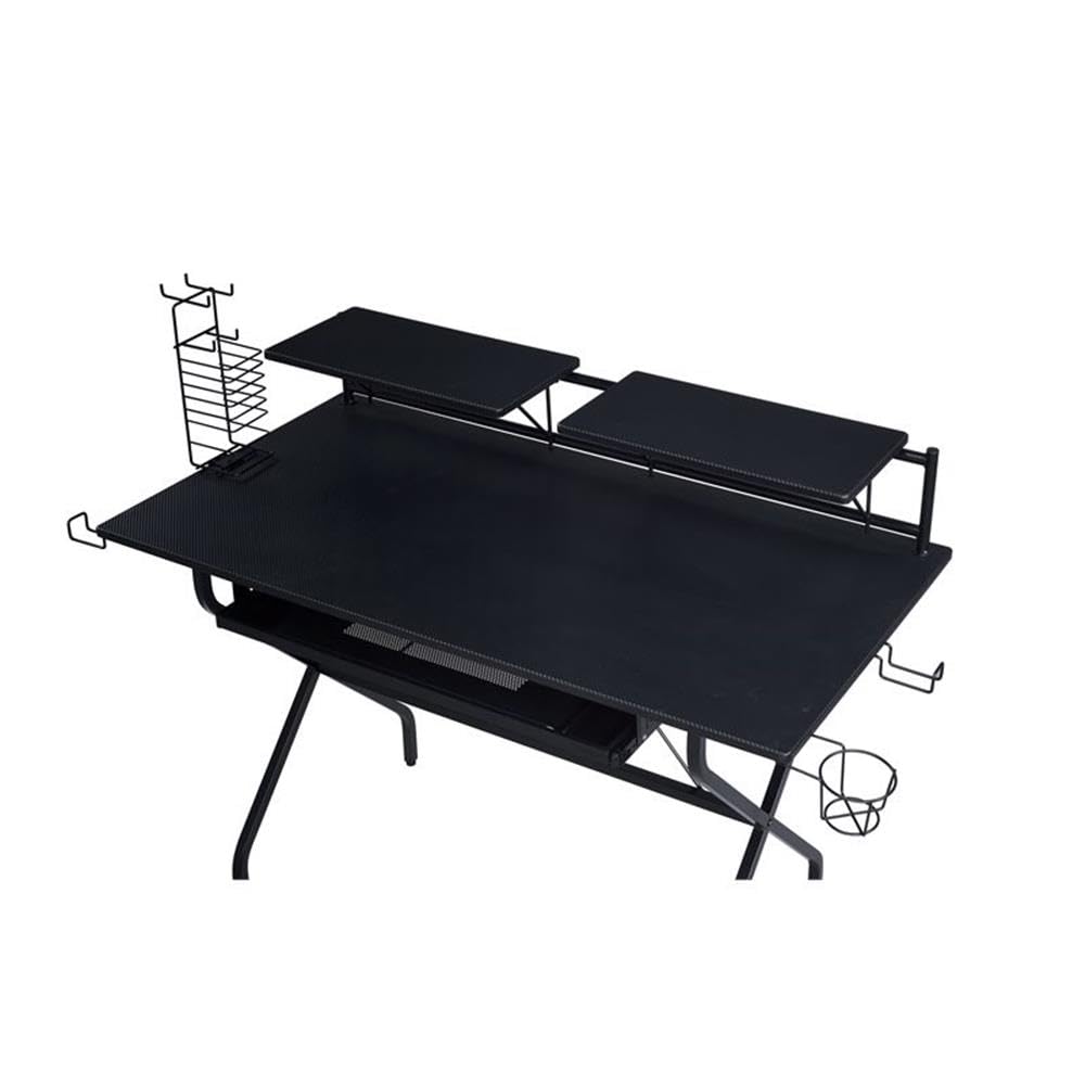 BOWERY HILL Modern Black Computer Desk for Home Office - Sleek Contemporary Writing Workstation for Small Spaces & Remote Work
