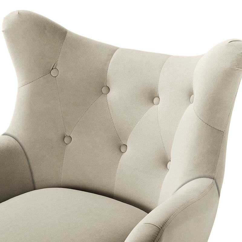 Luxury Isabelle Wingback Velvet Upholstered Armchair - High Back Accent Chair with Sturdy Metal Legs for Living Room, Bedroom & Office Decor