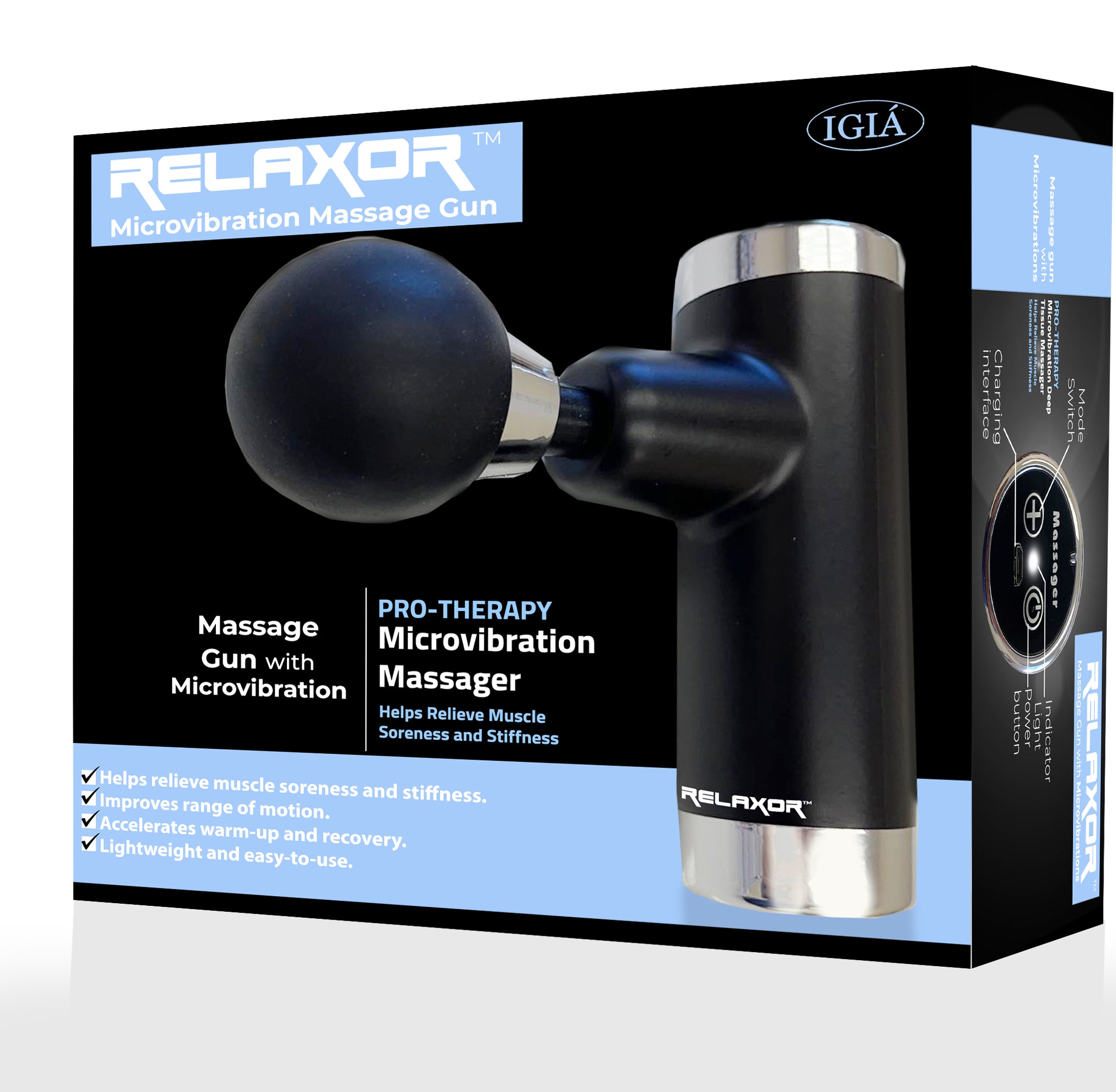 IGIA Deep Tissue Massage Gun for Pain Relief - Portable Percussion Muscle Massager with 6 Attachments - Perfect for Athletes, Gym Recovery & Home Use